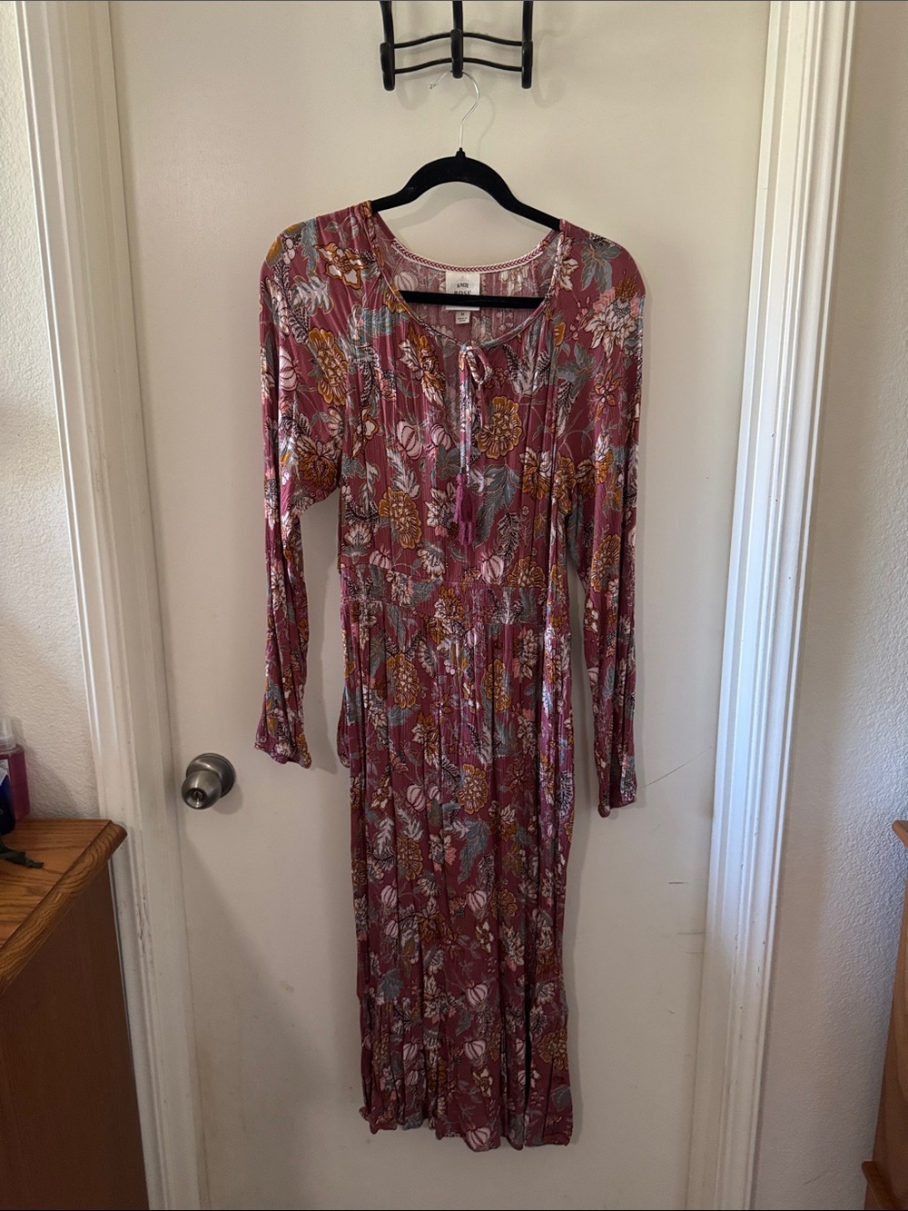 Knox Rose Dusty Rose Floral Long-Sleeve Midi Dress